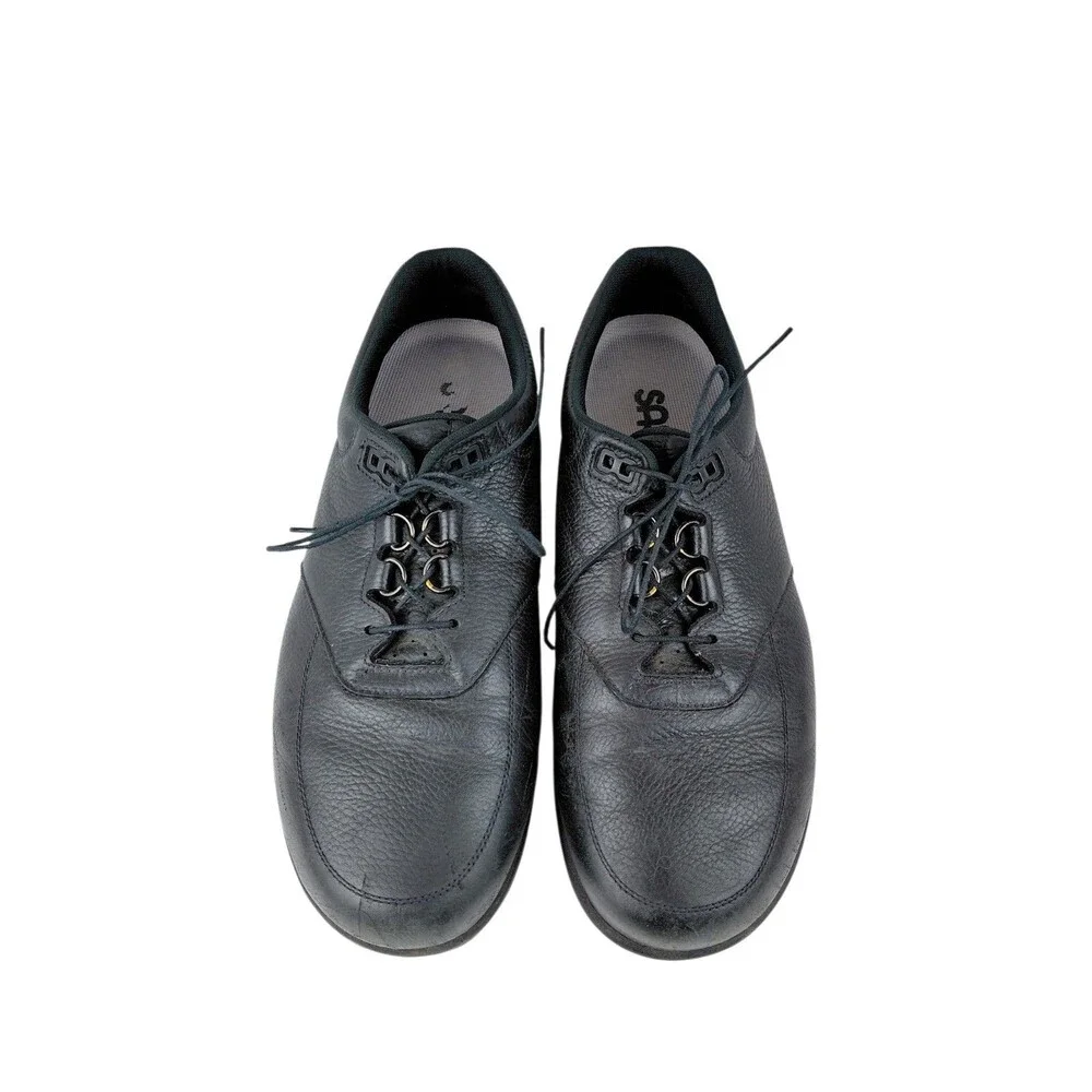 SAS Bout Time Mens 10 W Black Leather EZ Lace Up Comfort Casual Loafer Shoes